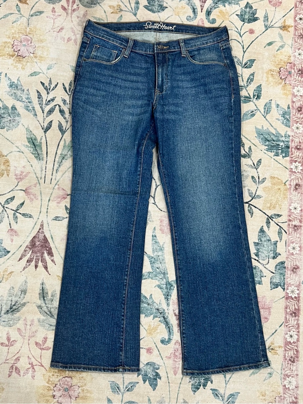 Mid-Rise Blue Bootcut Jeans for Women